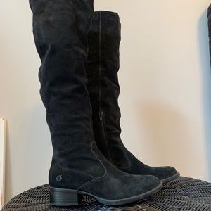 Børn Black Suede Over-the-Knee Pull On Boots